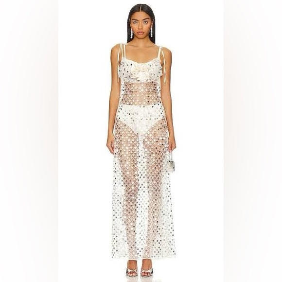 For Love And Lemons Dresses & Skirts - NWT For Love & Lemons Charelle Maxi Dress in Silver SIZE LARGE